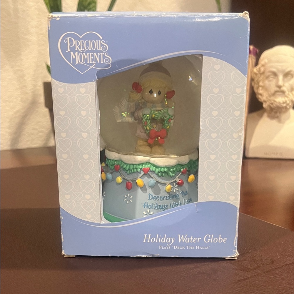 Precious Moments Holiday Water Globe with Green and Red Details